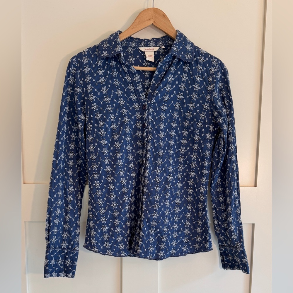 Sundance Navy Floral Eyelet Shirt